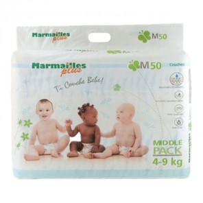 Marmailles plus couches bébé M de 4 à 9kg - 50 couches