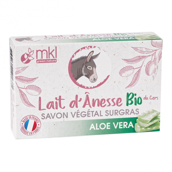 Mkl green nature lait d'ânesse savon végétal surgras aloe vera bio 100g
