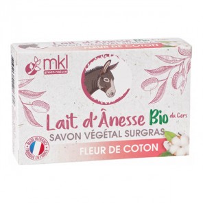 Mkl green nature lait d'ânesse savon végétal surgras fleur de coton bio 100g