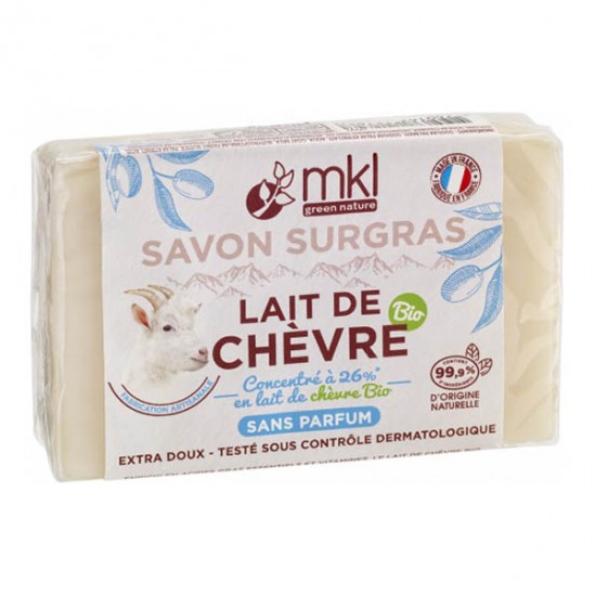 Mkl green nature lait de chèvre savon surgras sans parfum bio 100g