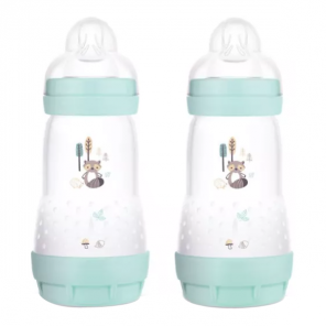 MAM Easy Start 2 Biberons anti-colique nature débit 2 aqua 260ml