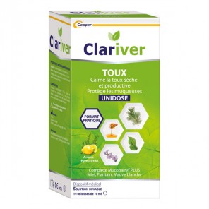 Cooper clariver sirop toux sèche et productive 14 unidoses de 10ml