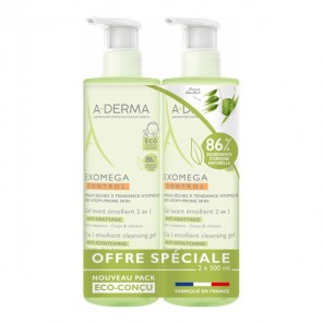 Exomega Control Gel Lavant Emollient 2en1 Corps et Cheveux 2X500 ml