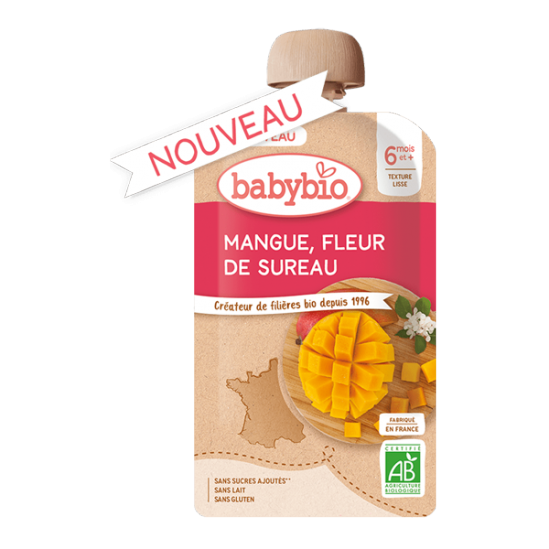 Babybio mangue fleur de sureau dès 6 mois gourde 120g