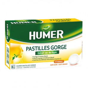 Humer pastilles gorge extrait sec de thym 24 pastilles
