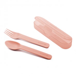 Suavinex set de couverts avec étui + de 12 mois rose