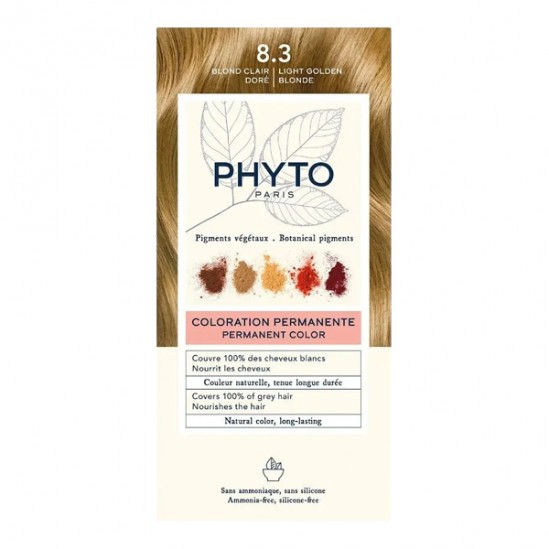 Phyto phytocolor coloration permanente 8.3 blond clair doré 112ml