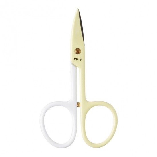 Vitry ciseaux à ongles lames courbes bicolores blanc/jaune pale