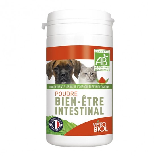 Vétobiol Poudre bien-être intestinal bio chien & chat 40gr