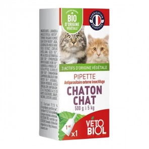 Vétobiol 3 Pipettes antiparasitaires bio chat & chaton 500gr