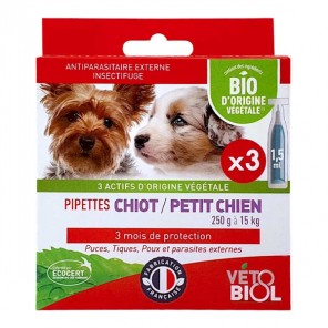 Vétobiol Pipettes chiot petit chien bio 250gr
