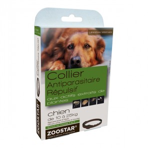Zoostar collier antiparasitaire répulsif pour chien de 10 à 25kg