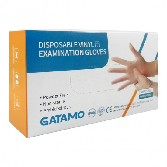 Gatamo gant vinyl transparent sans poudre taille S boîte de 100