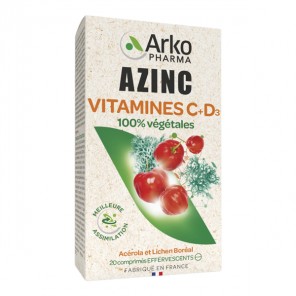 Arkopharma Azinc vitamines C + D3 20 comprimés