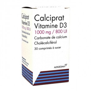 Calciprat vitamine D3 1000mg/800 UI 30 comprimés à sucer