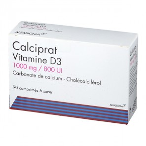 Calciprat vitamine D3 1000mg/800 UI 90 comprimés à sucer