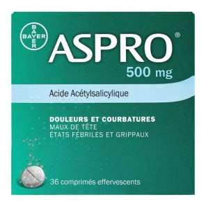 Bayer Healthcare Aspro 500 effervescent 36 comprimés