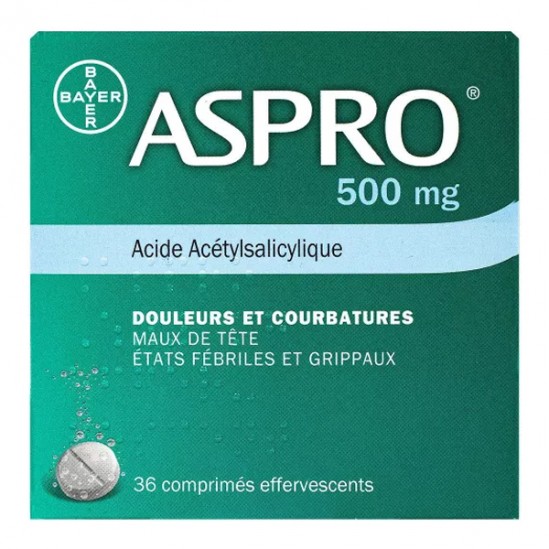 Bayer Healthcare Aspro 500 effervescent 36 comprimés