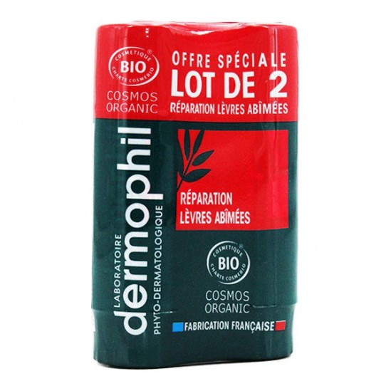 Dermophil réparation lèvres abîmées stick lot de 2 x 4gr