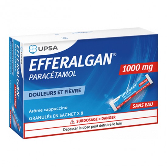 UPSA efferalgan paracétamol 1000mg 8 sachets granulés