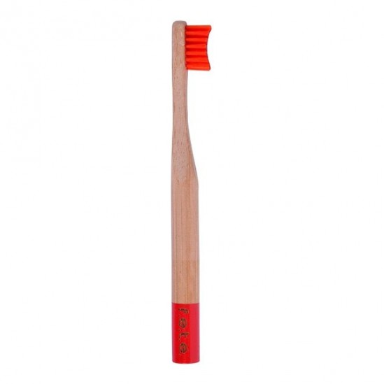 Fete brosse à dents enfant en bambou rouge