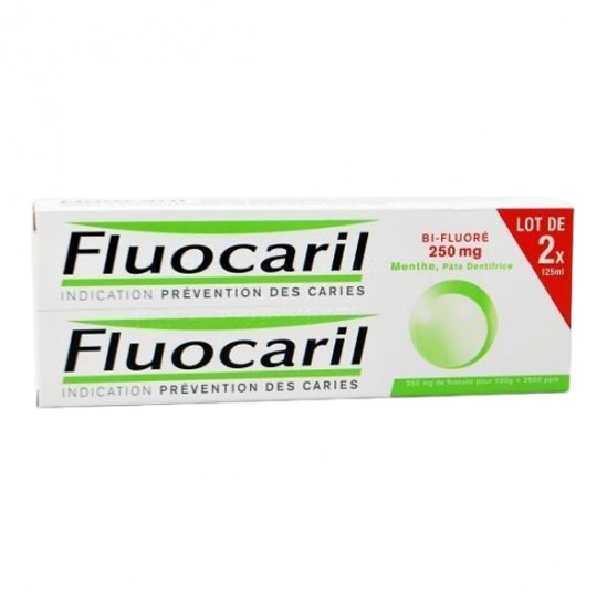 Fluocaril bi-fluoré 250mg menthe pâte dentifrice 2x125ml