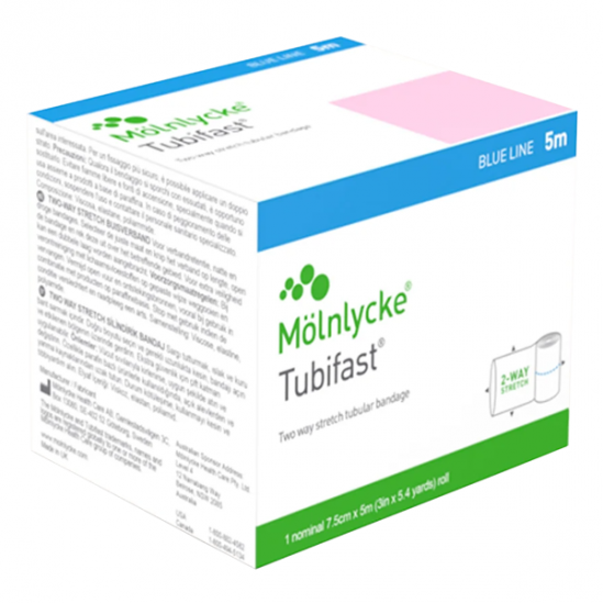 Molnlycke Tubifast 2-way stretch bandage bleu 7.5cm x 10m