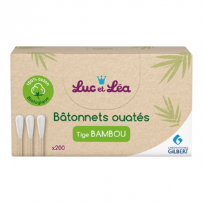 Luc et Léa 200 Bâtonnets Ouatés tige bambou