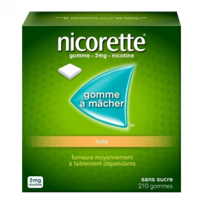 Nicorette 2mg gomme à mâcher fruits 210 gommes