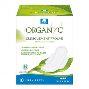 Organyc serviettes flux Normal coton bio boîte de 10
