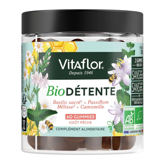 Vitaflor Bio Détente goût pêche 60 gummies