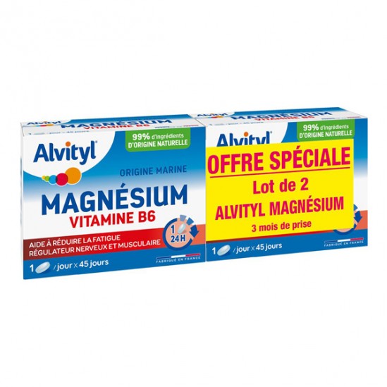 Alvityl Magnésium Vitamine B6 lot de 2 x 45 comprimés
