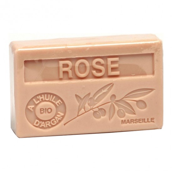 Savon de Marseille Rose à l'huile d'Argan bio parfumé 100gr