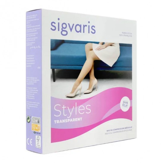 Sigvaris Styles Transparent Bas Auto-Fixant classe 2 taille M N noir
