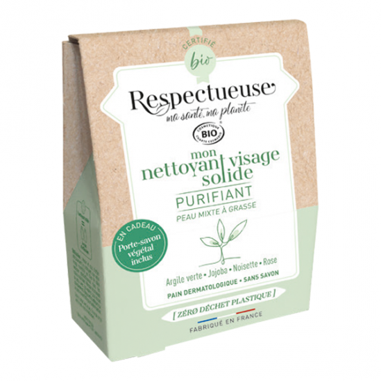 Respectueuse nettoyant visage solide purifiant bio 35gr