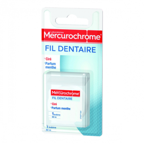 Mercurochrome fil dentaire ciré mentholé 60m