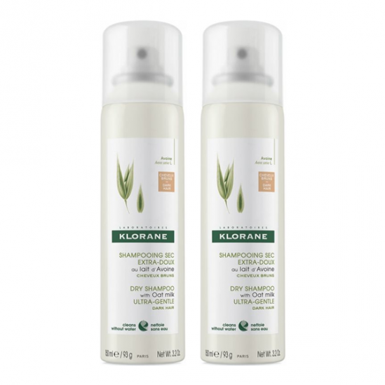 Klorane shampooing sec extra-doux au lait d'avoine 2 x 150ml