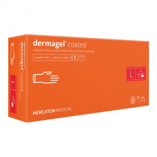 Mercator dermagel coated gants latex taille L  8-9 - 100 pièces