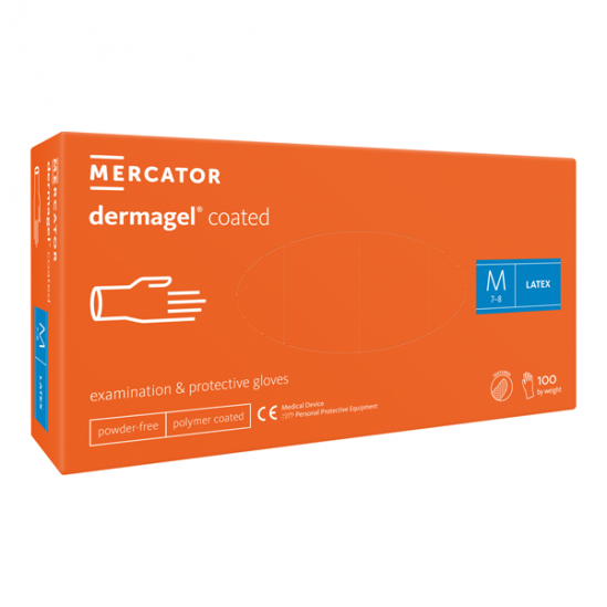 Mercator dermagel coated gants latex taille L  8-9 - 100 pièces