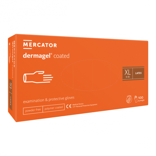 Mercator dermagel coated gants latex taille L  8-9 - 100 pièces