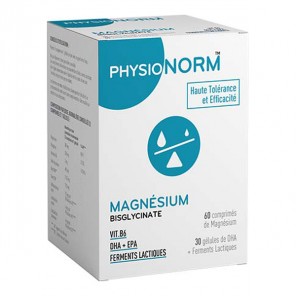 Physionorm Magnésium Bisglycinate 60 comprimés + Oméga 3 - 30 gélules