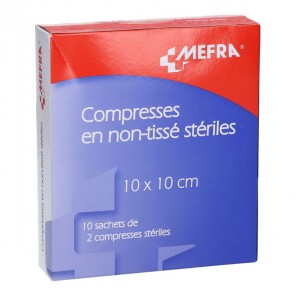 3M Méfra compresses stériles non tissées 10x10cm 10 sachets de 2