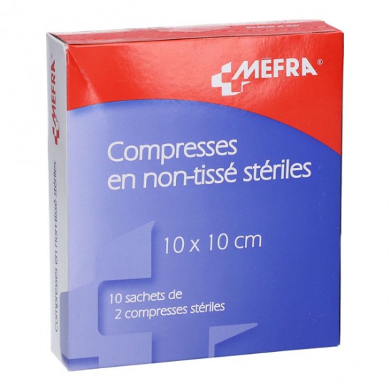 3M Méfra compresses stériles non tissées 10x10cm 10 sachets de 2
