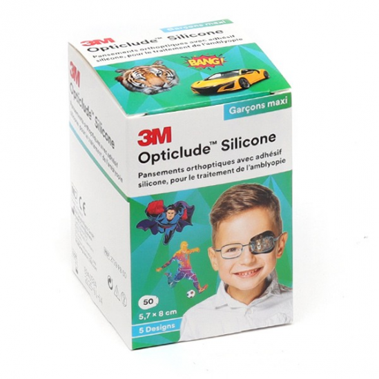 Opticlude Silicone Garçon Midi 5,3cm x 7cm 50 pansements