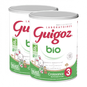Guigoz lait croissance bio de 10  mois à 3 ans 2 x 800gr