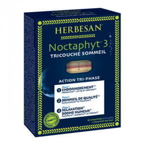 Herbesan noctaphyt 3 tricouche sommeil 15 comprimés 14.4g