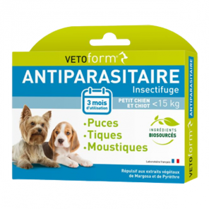 Vetoform antiparasitaire insectifuge petit chien et chiot 3 pipettes