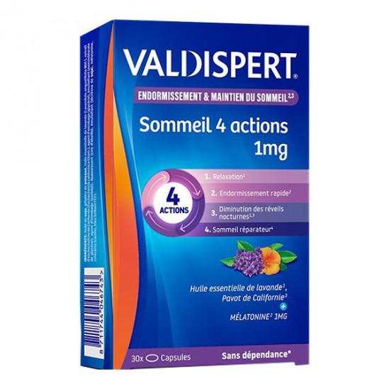 Valdispert Endormissement&maintien du sommeil 4 actions 1mg 30 capsules