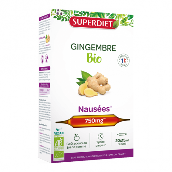 Superdiet Gingembre bio 20 ampoules de 15ml