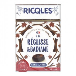 Ricqlès bonbons Réglisse & Badiane sans sucres 40gr